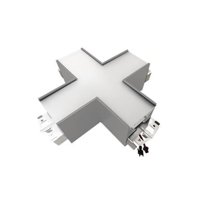Opple Lima X-Connection-G2-AL x-tilslutning med krydsformede grene og synlige elektriske kontakter.