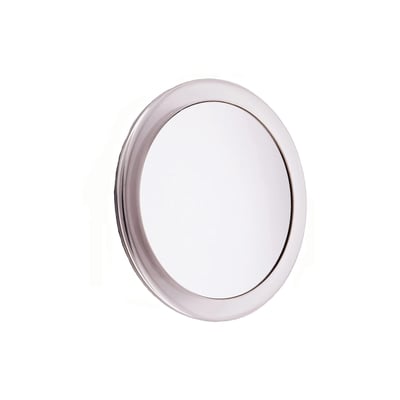 HeFe Fokus spejl med 10x forstørrelse, 17 cm diameter, rund med blank sølv kant og spejlflade monteret på sugekop.