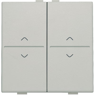 Niko lysegrå tangent til 4-tryk system med op- og pil-symboler for intuitiv styring af smarthome funktioner.