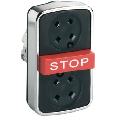 Schneider Electric Harmony XB4 trippelhoved med rød "STOP" knap og to sorte flush knapper, 22mm.
