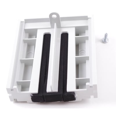 CommScope BUDI-S-PTS/BUDI-S forseglingsblok, 48 x 3 mm, set skråt med hvide føringsrum, sorte tætningslister og en løs skrue.