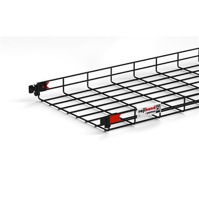 Sort BK8® gitterbakke til kabelføring, vist fra siden på hvid baggrund, 60/400 mm.