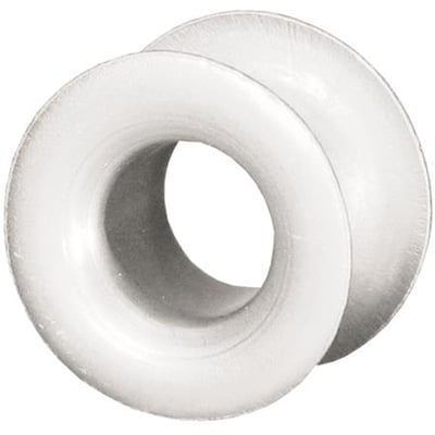 ETI Pasring D02 50A, en hvid plastring set fra siden, der viser dens kegleformede ender.