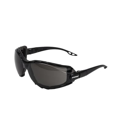 Activewear sikkerhedsbrille Carbon 4050 med grå linse og sort stel, set skråt forfra med stængerne åbne.