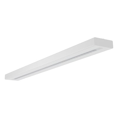 Hvidt Ledvance Linear IndiviLED direct DALI-armatur på 1200 mm, set skråt nedefra med den lange lysflade synlig.