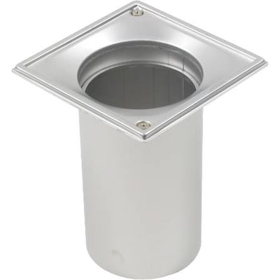 Blücher Square overdel i rustfrit stål med forlænget bærering til vandlås, 145x145mm ramme, til beton- og flisegulve.