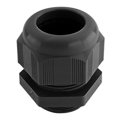 Schlemmer M16 forskruning i sort polyamid til kabler med Ø3,5-10mm, IP68-klassificeret.