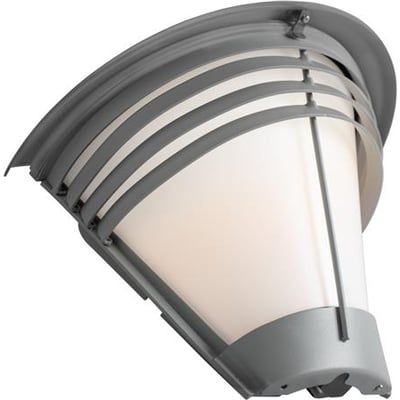Hide-a-lite Pave OP T Deco IV CCT vægarmatur i grå med opal skærm, set skråt forfra.