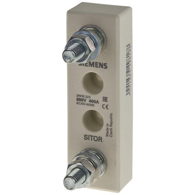 Siemens SITOR sikringsholder 400A 690V 1-polet med boltterminal og 80mm fastgørelsesmål, fremstillet i Tjekkiet.