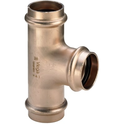 Viega Seapress T-stykke i bronze med prestilslutning til 42x35x42 mm rør, har indvendig EPDM pakning.