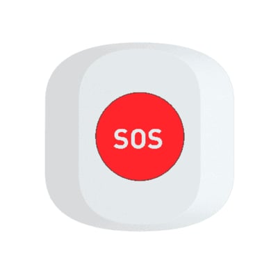 Woox Zigbee Smart SOS nødknap med en stor rød SOS-knap og hvidt design.