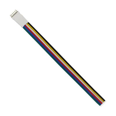SpectrumLED LED-strip på 16 cm med 12 V vises med flerfarvet kabel, stikben i den ene ende og løse ledningsender i den anden.