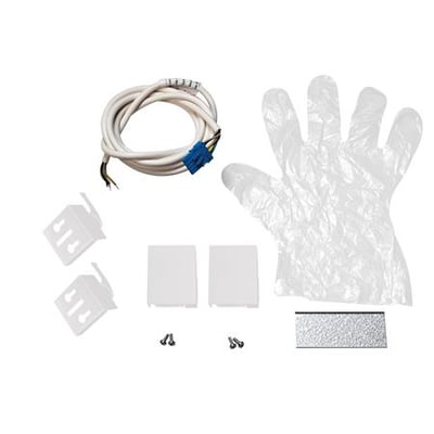 SG Armaturen Lineal Wall Start kit DALI/Push Dim, hvidt kabel, monteringsbeslag, skruer og engangshandske.