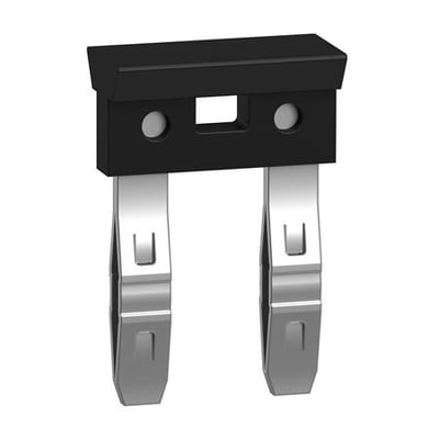 Schneider Electric 2-polet laske RSZS02 til Push-In sokler, med sorte plastdele og metalben.