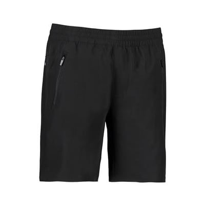 GEYSER active shorts i sort str. 2XL med elastik linning og lynlåslommer i fronten på hvid baggrund.
