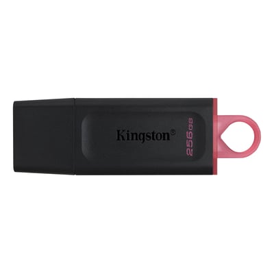 Kingston DataTraveler Exodia 256GB USB 3.2 Gen 1 flashdrev i sort og pink med synligt logo og lagerkapacitet.