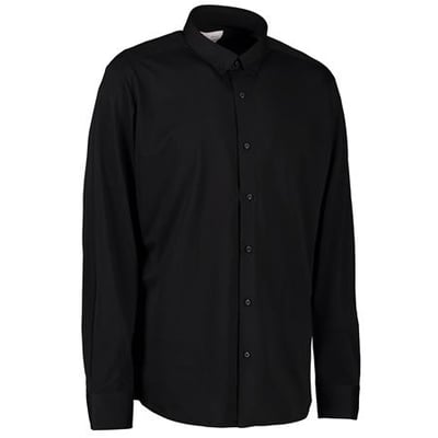 Seven Seas jersey skjorte i sort, størrelse XL, med button-down krave og synlige sorte knapper.