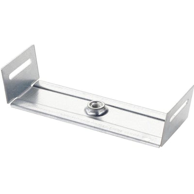 Nærbillede af Wibe U-ophæng til kabelbakker, viser den el-forzinkede ståloverflade og centergevind.