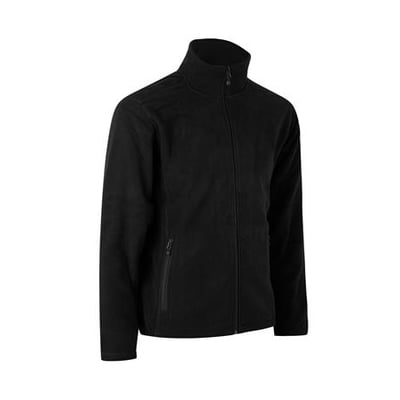 ID Identity sort fleececardigan i str. 3XL, fremstillet i tæt strik af polyester med YKK-lynlås og sidelommer.