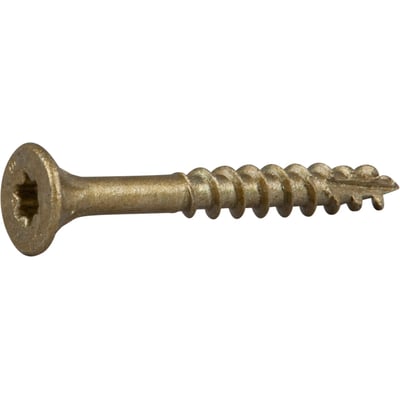 Essve 4,5 x 40 mm spånskrue med undersænket hoved og TX20 kærv, guldfarvet CorrSeal overfladebehandling.