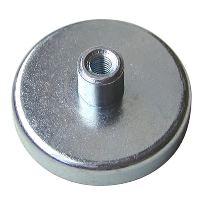 ECLIPSE pottemagnet ø40mm med M5 indvendigt gevind og ferritkerne, viser en kraftig og holdbar magnetisk løsning til industrielle formål.