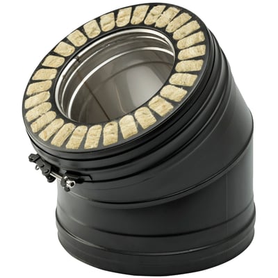 Kierulff Metalbestos Wood 150 mm vinkelstykke med 30 graders bøjning i sort stål med isolering.