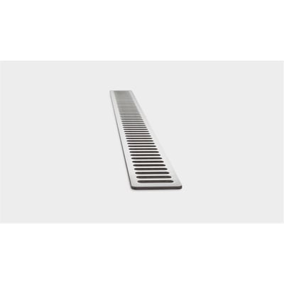 Unidrain ClassicLine rist COLUMN 600 mm, set fra siden på en grå baggrund, fremhæver det slanke design.