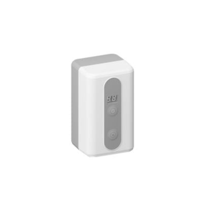 Resideo RR11S-A-aktuator til vandfilter, 230 V, med hvidt rektangulært kabinet og gråt betjeningsfelt på fronten.