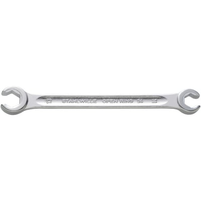 Nærbillede af Stahlwille åben ringnøgle, der viser et 13mm mærke på den ene ende og 'OPEN RING 24' på den anden.