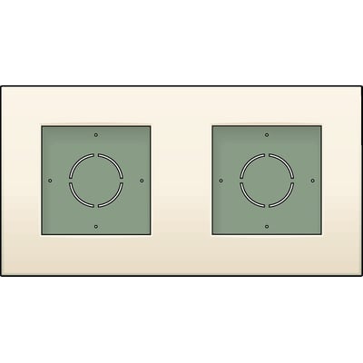 Niko underlag i cream med integreret ramme, vist med to monteringshuller og et rundt udskæringsmønster. Neutral baggrund.