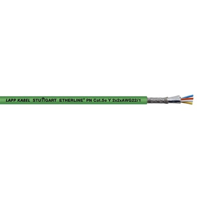 Lapp ETHERLINE Y FC Cat.5 Ethernetkabel med grønt ydre skjold og afskærmet yderste lag.