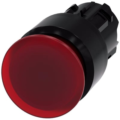 Siemens Sirius Act Rød paddehattrykknap, 22mm med 30mm rund lysende aktuator i ru plast.