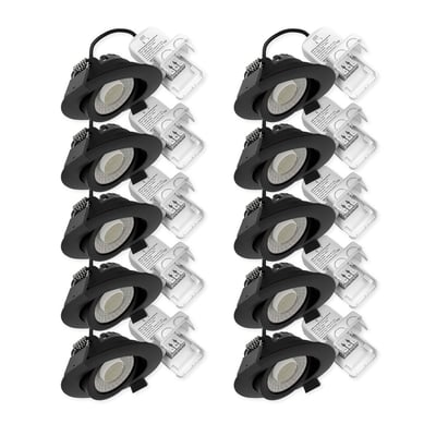 LEDlife lavprofil indbygningsspot på 7 W med sort front og separate drivere, vist i en opstilling af flere spots.