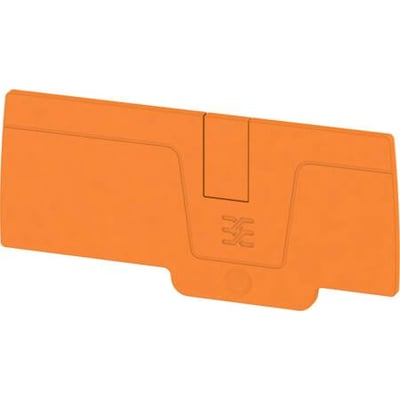 Weidmüller endeplade AEP 3C 6 OR i orange polypropylen med PUSH IN teknologi, vist forfra på hvid baggrund.