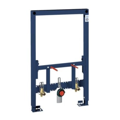 Grohe Rapid SL bidetramme i blå metal, 82 cm installationshøjde, vist med VVS-tilslutninger for montering.