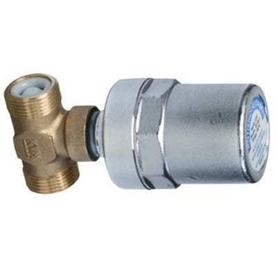 Metro Therm trykudligner med 10 bar arbejdstryk, vist fra venstre side med fokus på det kromfarvede hus og blå mærkat.