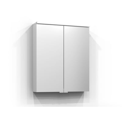 Svedbergs Sarek spejlskab i hvid med dobbeltdøre og integreret LED-lys, monteret på væg.