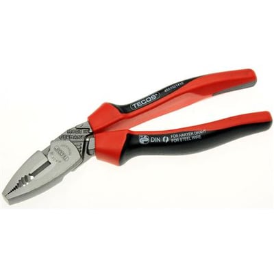 Wareco kombinationstang EVO 190mm med røde og sorte greb, lavet i Tyskland.