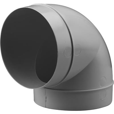Fresh plastsystem 150 bøjning på 90 grader i grå PVC, med en diameter på 150 mm og glatte indvendige overflader.