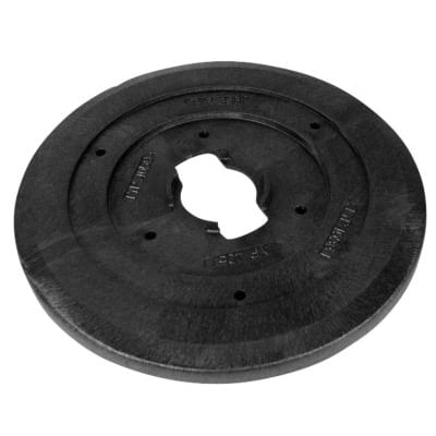 Avk universal bæreplade i sort plast til gadedæksler, med prægede tal og central udskæring.