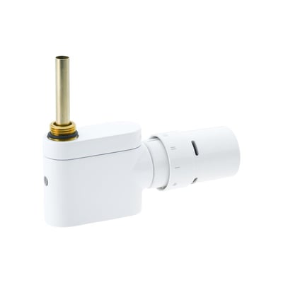 Danfoss VHX/RAX ligeløb ventilsæt i hvid RAL 9016, vist med 1/2" tilslutning og RAX-føler.