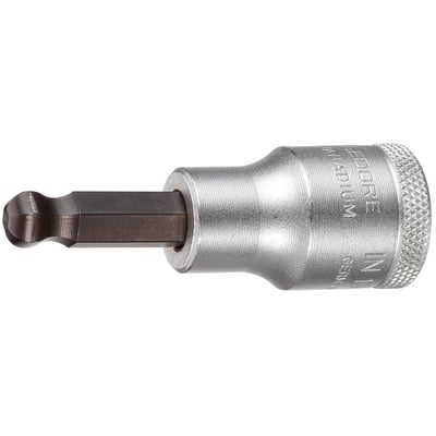 Gedore top med 1/2-tommers firkantdrev og 6 mm sekskant-kuglehoved, set fra siden med riflet greb.