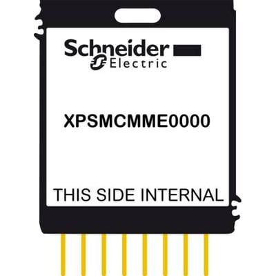 Schneider Electric XPSMCMME0000 hukommelseskort på 250 MB med synlige gule pins i bunden.