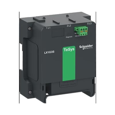 Schneider Electric kontrolmodul LX1G3S til TeSys Giga kontaktor, med diagnostik og grøn LED-indikator, 48-130V AC/DC.