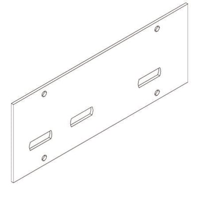 Eaton Tabula iso-skærmplade q-box 1, model 220E3091, vist i teknisk tegning fra skrå vinkel med huller til montering.