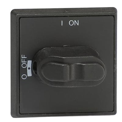 ABB sort drejegreb til tavlefront, passer til afbrydere OT16F-OT80F, viser ON/OFF markering og 6mm aksel.