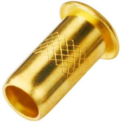 Roth støttebøsning i messing til 15 mm rør med 2,5 mm godstykkelse, vist isoleret på hvid baggrund.