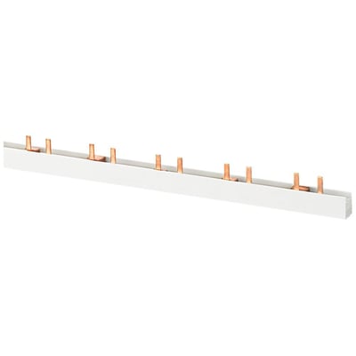 Siemens PIN samleskinne, 4-faset, 10mm², 52 MW, med grå isolering og synlige kobberstifter.