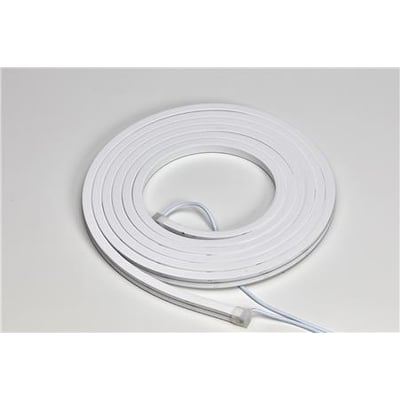 LED-strip med side view til blåt lys, 24 V og IP67, rullet sammen med tilslutningsledning.