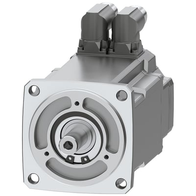 Siemens SIMOTICS S-1FK2 CT servomotor med M0 = 2,4 Nm og cylindrisk aksel, vist med monteringsflange og kabelstik.